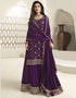 Designer Traditional Wear Viscose Chinon Salwar Suit Purple Viscose Chinon Palazzo Suit Front View